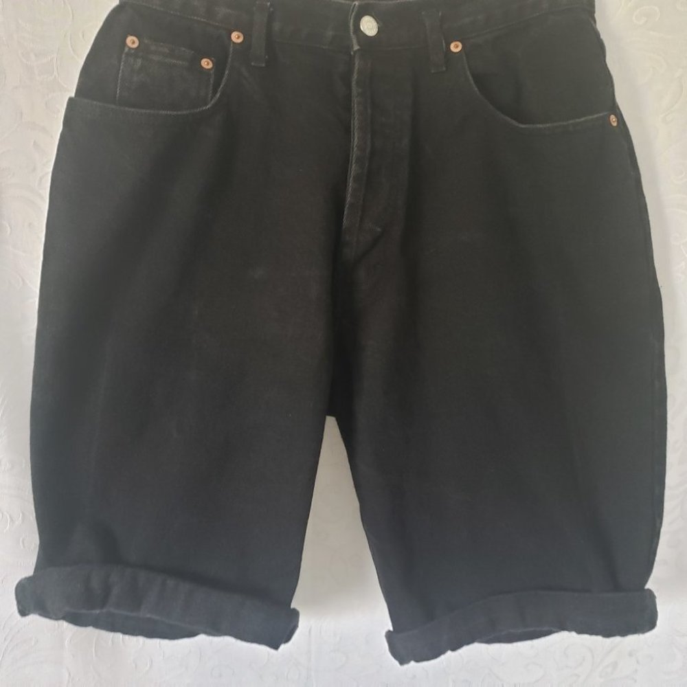 Agnelli | Vintage Ladies Women's Black Denim Walking Work Shorts | Size  31/11